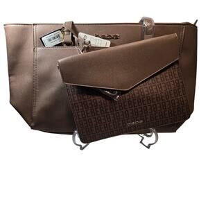 Bebe Tan Tote and Clutch Set